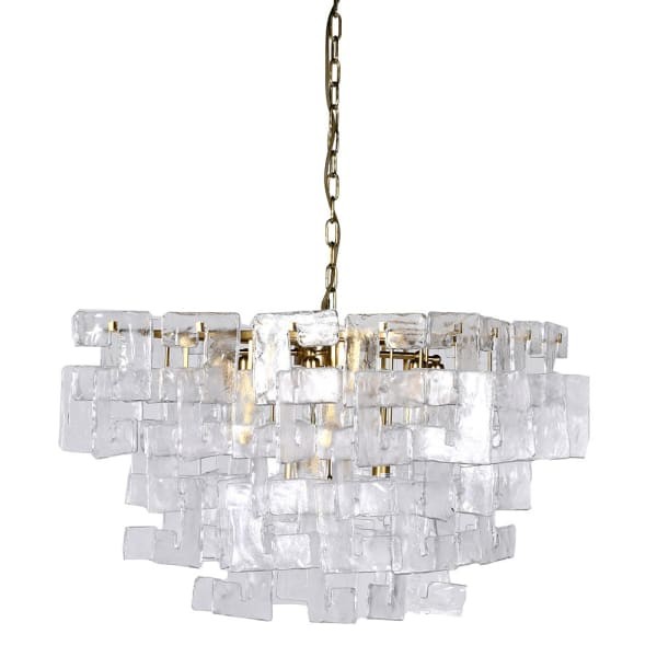Portobello Cube 75 cm Ceiling Light with Clear Glass Panels and Gold Frame