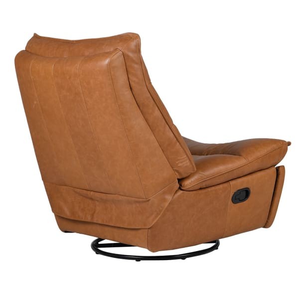 Manual leather recliner chair with footrest in warm brown leather