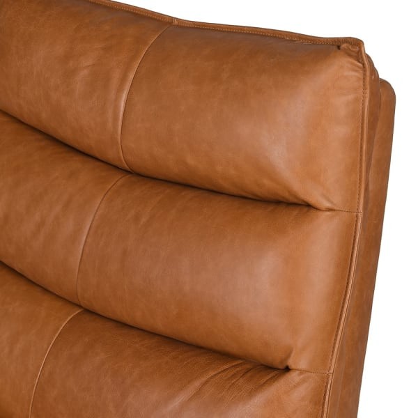 Manual leather recliner chair with footrest in warm brown leather