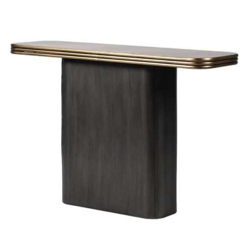 Hexa 120 cm Iron Console Table with Gold Top and Single Pedestal Base