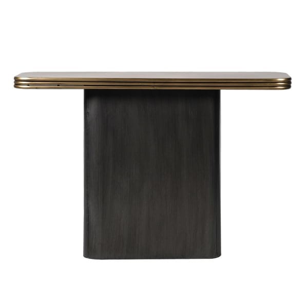Hexa 120 cm Iron Console Table with Gold Top and Single Pedestal Base