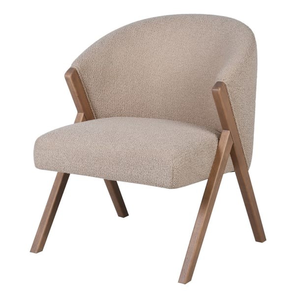Belgrave Beige Upholstered Dining Chair with Wooden Accents