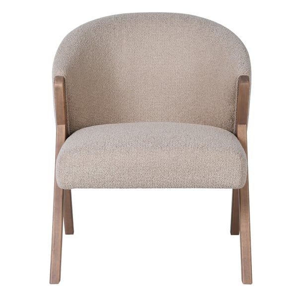 Belgrave Beige Upholstered Dining Chair with Wooden Accents