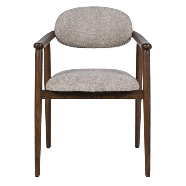 Berlin beige dining armchair with a rounded upholstered backrest – front view