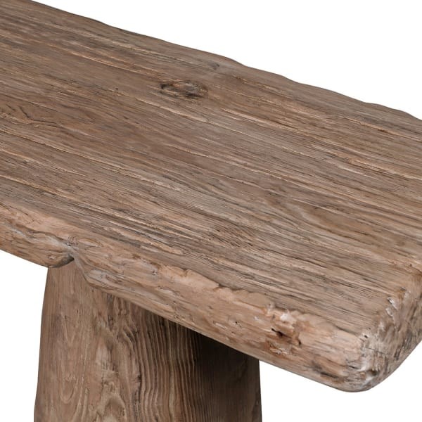 Boho reclaimed pine console table with natural wood finish