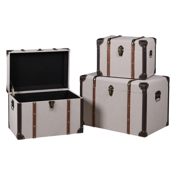 Maldon Beige decorative storage trunks set of three