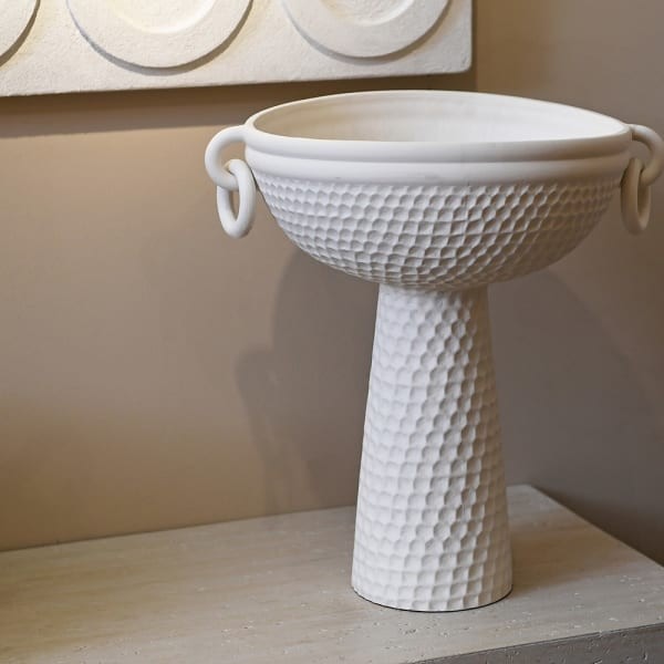 Large white porcelain vase with asymmetrical design