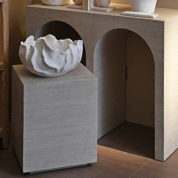 White porcelain Organic bowl 35 cm wide