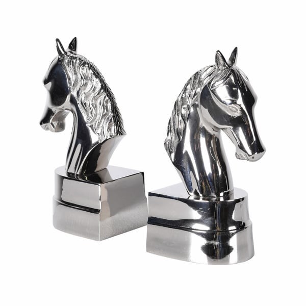 Horse Silver aluminium bookends 22 cm