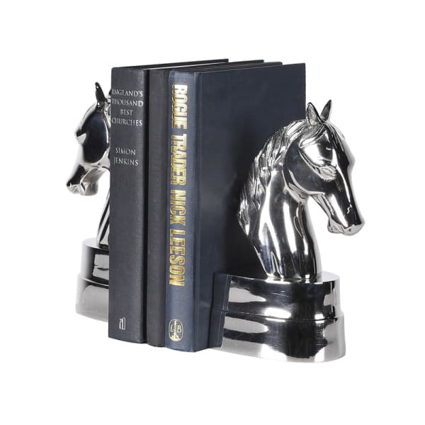 Horse Silver Bookends – Aluminium Book Supports, Silver Finish