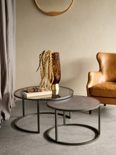 Lyrics Coffee Table Set – Two Black Round Tables 79 cm | Modern Living Room Furniture