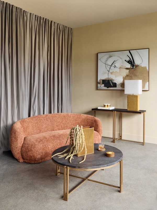 Curved small sofa Ennismore Burnt 180 cm terracotta chenille