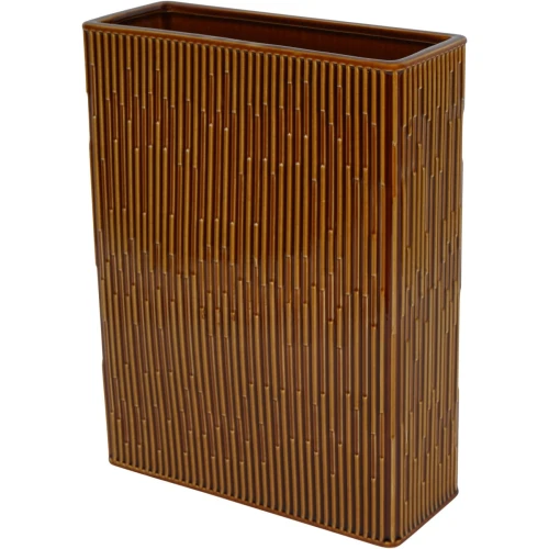 Rust Ceramic Vase 35 cm – Orange Fluted Table Vase