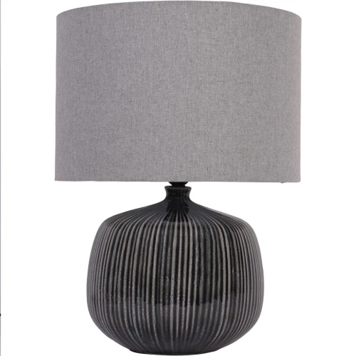 Grey Burst Ceramic Table Lamp 50 cm – Dark Base and Grey Shade