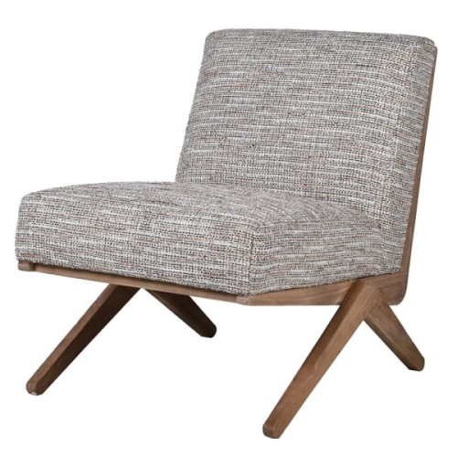 Retro Mode Armchair – Grey Living Room Chair with Wooden Frame