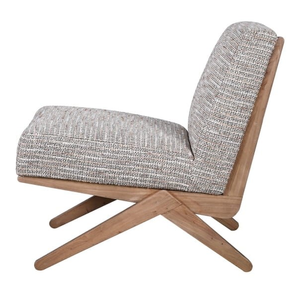 Retro Mode Armchair – Grey Living Room Chair with Wooden Frame