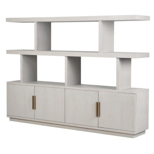 Primrose Light Oak 220 cm Bookcase with Cupboards and Copper-Coloured Details