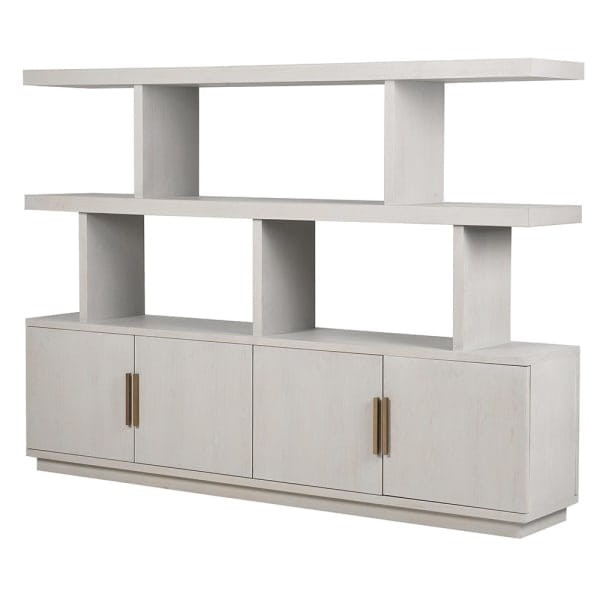 Primrose Light Oak 220 cm Bookcase with Cupboards and Copper-Coloured Details