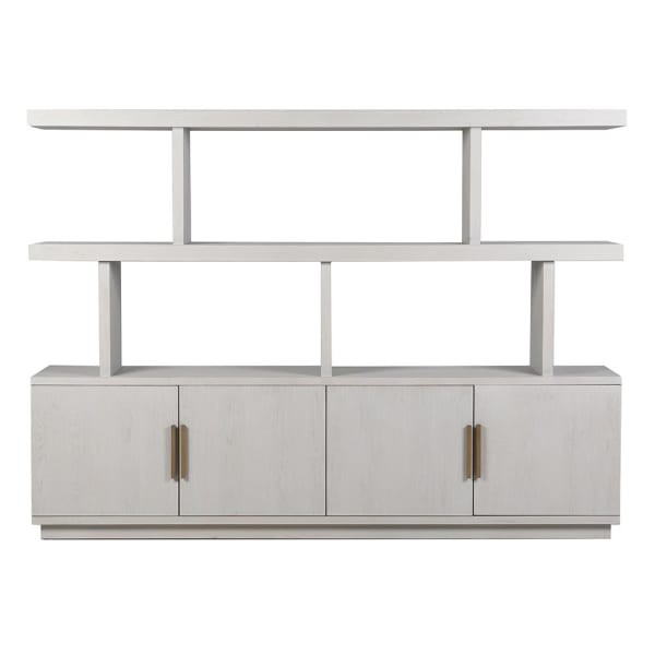 Primrose Light Oak 220 cm Bookcase with Cupboards and Copper-Coloured Details