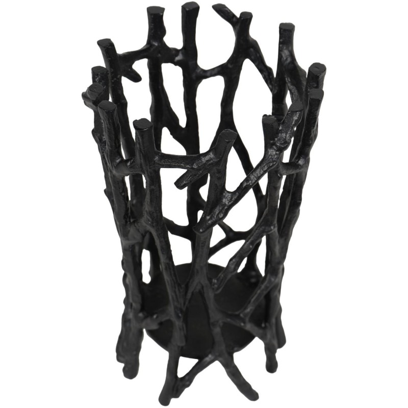 Black openwork candle holder for a coffee table