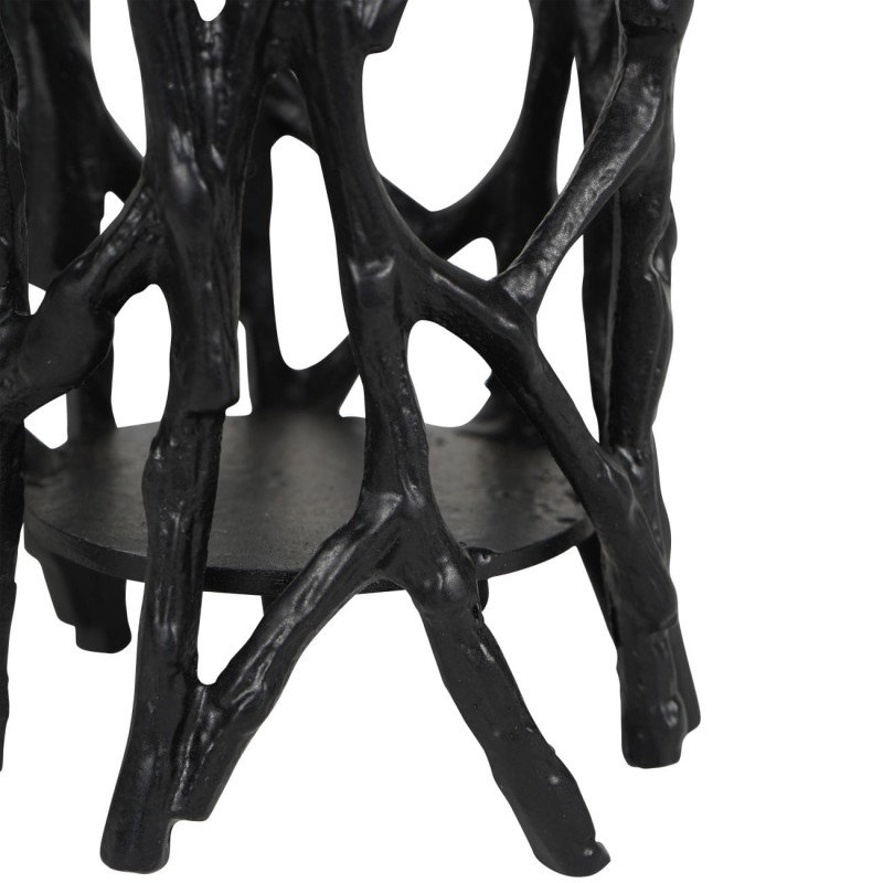 Close-up of the textured black aluminium surface
