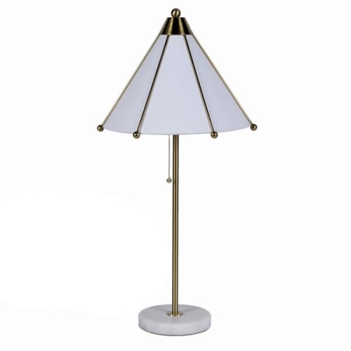 Luxury Gold Table Lamp, 73 cm – Marble Base, Gold Details & Linen Shade
