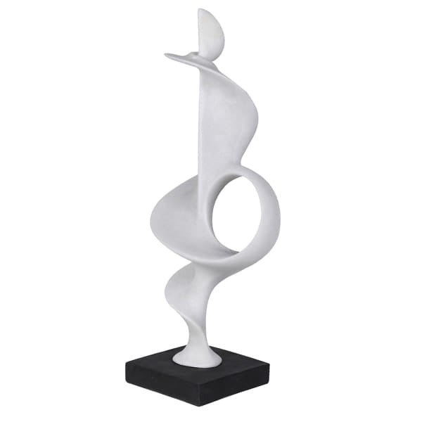 Maldon White Abstract Sculpture – 70 cm Resin Black & White Decorative Art