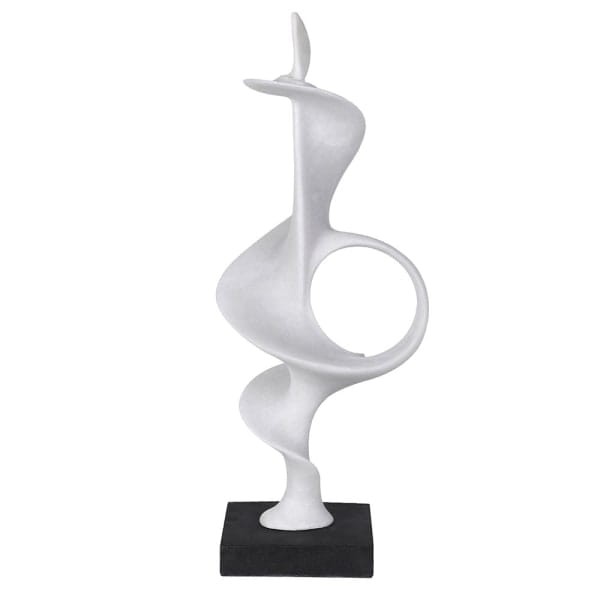 Maldon White Abstract Sculpture – 70 cm Resin Black & White Decorative Art
