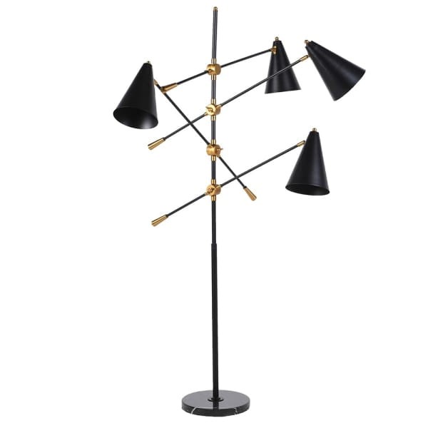Mayfair IV Black and Brass Four-Light Floor Lamp – 174 cm