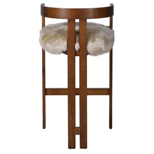 Lyall Sheepskin Bar Stool – Oak Bar Stool with Sheepskin Seat