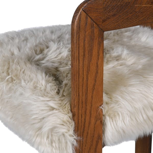 Natural sheepskin and oak bar stool
