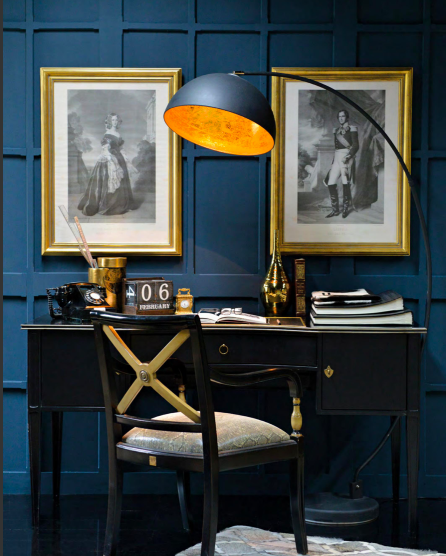 Chester Black Floor Lamp, 178 cm, with Iron Frame and Marble Base