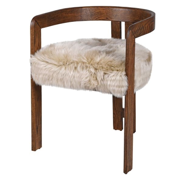 Lyall sheepskin dining chair with solid oak frame