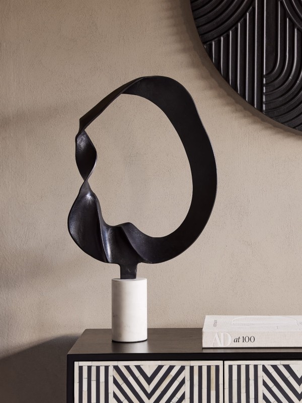 Bromley Black Sculpture – 68 cm Large Modern Aluminium Abstract Sculpture