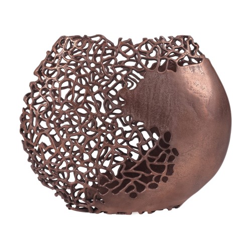Chelsea Bronze Modern Aluminium Vase with Openwork Design, 49 x 40 cm