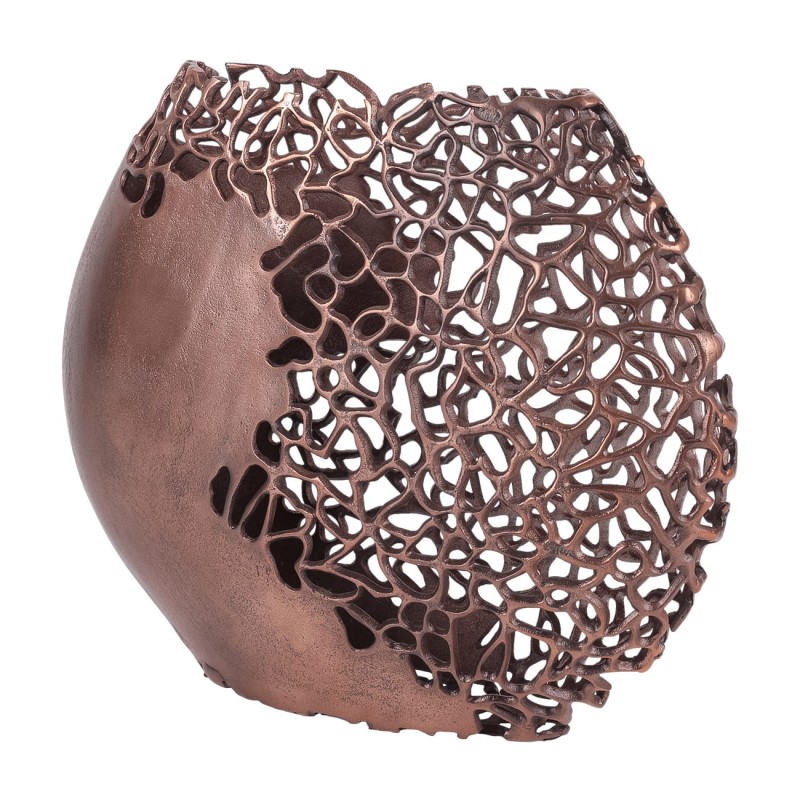Chelsea Bronze Modern Aluminium Vase with Openwork Design, 49 x 40 cm