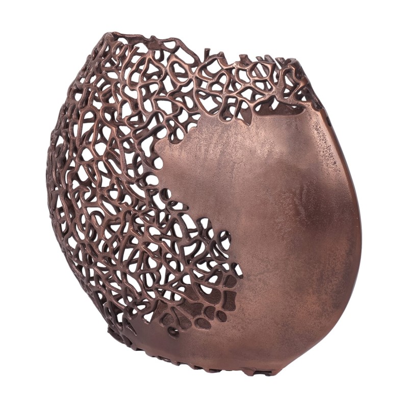 Chelsea Bronze Modern Aluminium Vase with Openwork Design, 49 x 40 cm