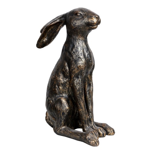 Hare Bronze Sculpture 46 cm – Antique Bronze Resin Hare Ornament