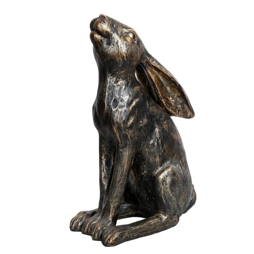 Hare Bronze Small Sculpture 36 cm – Antique Bronze Resin Hare Ornament