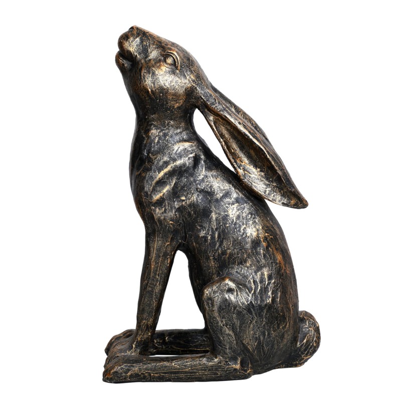 Bronze hare sculpture with gold-toned highlights