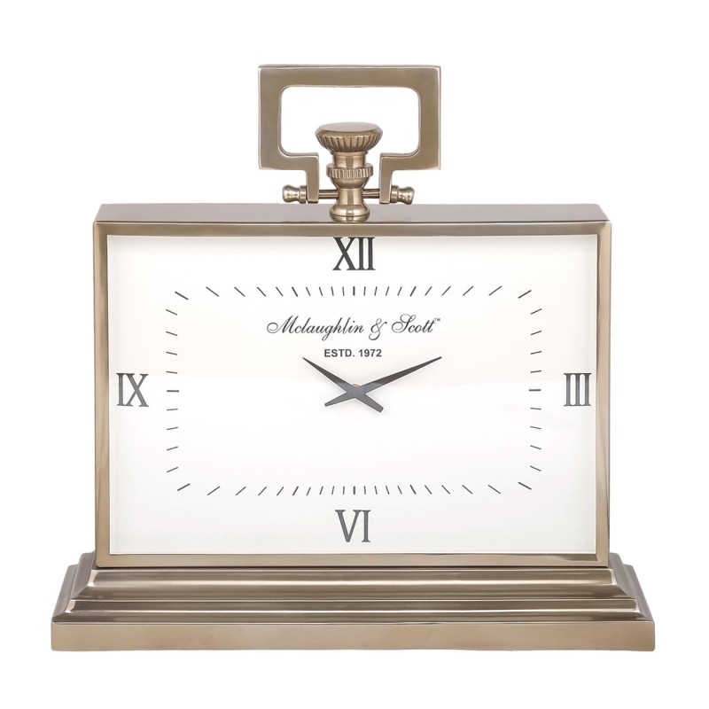 Large gold table clock with a white dial