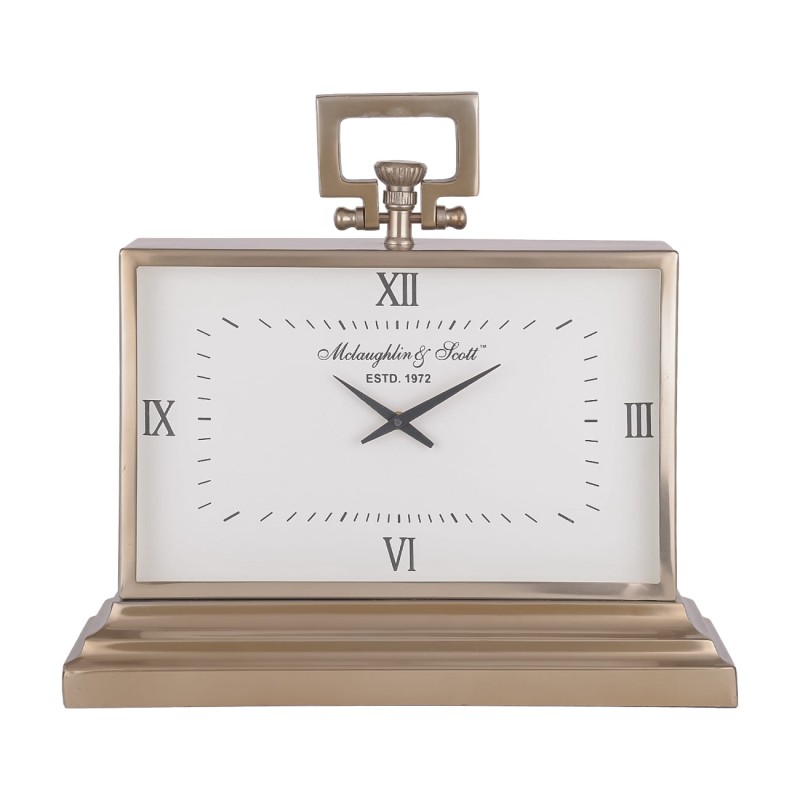 Large gold table clock with a white dial