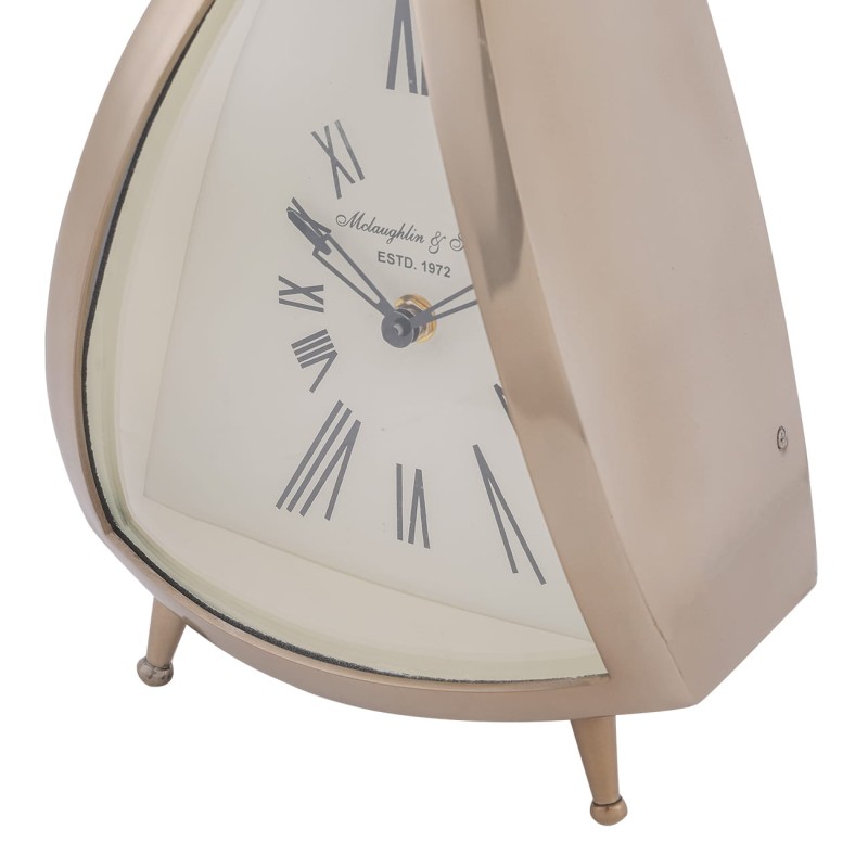 Eaton Brass Gold Desk Clock with Leather Handle - 36 cm