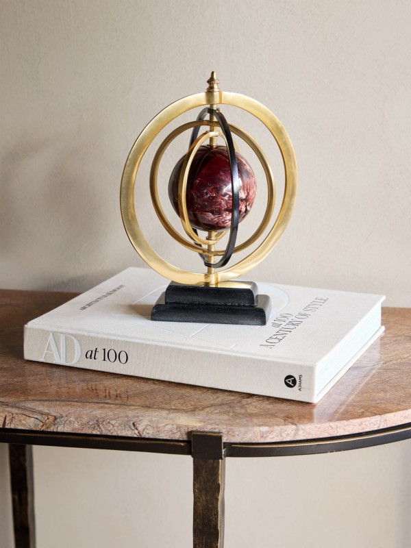 Eaton Armillary Sphere 27 cm – Gold & Bronze Aluminium Decorative Ornament