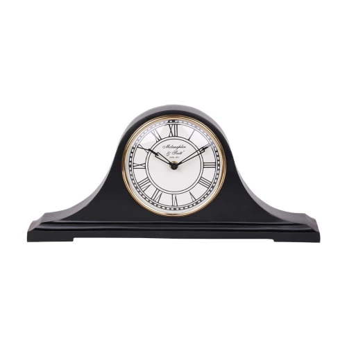 Retro Black Mantel Clock 44 cm – Aluminium Quartz Table Clock