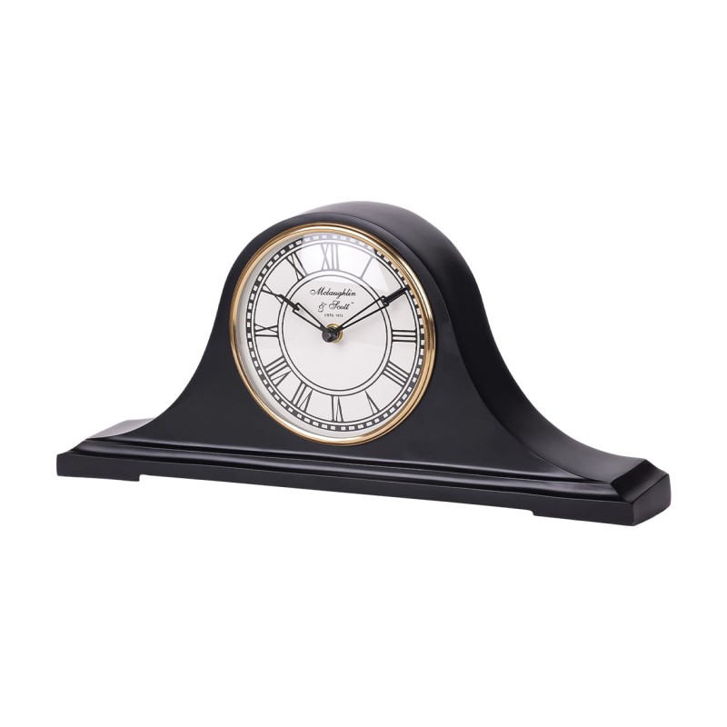 Aluminium mantel clock with gold-toned detailing