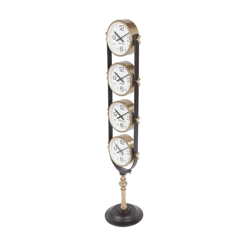 Tall metal clock in dark brown gold and white