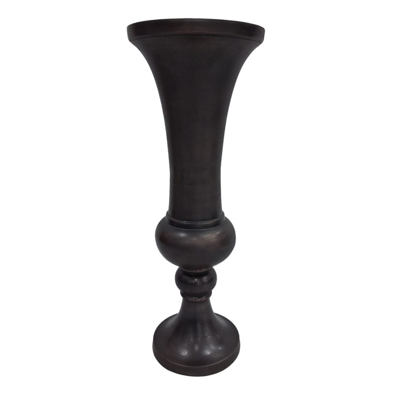 Antique bronze aluminium vase with turned details