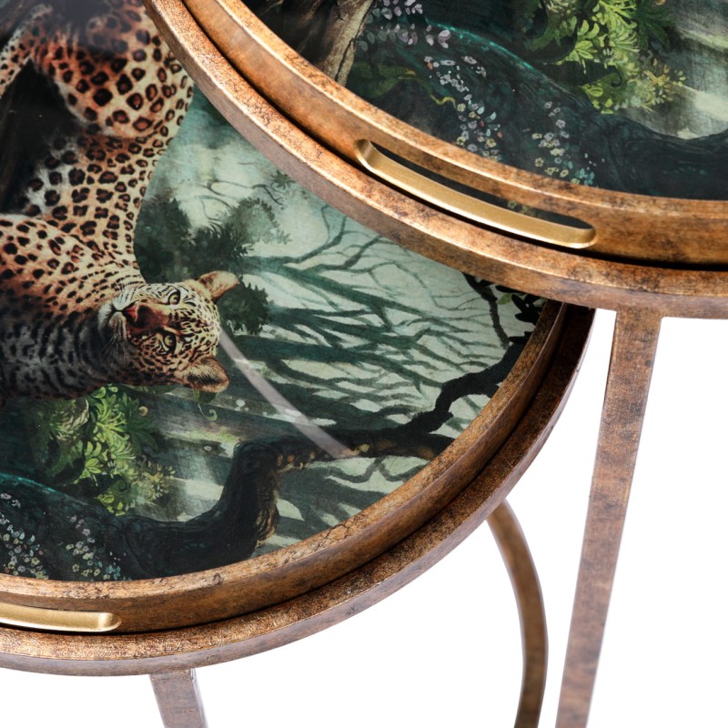 Two round occasional tables in different heights