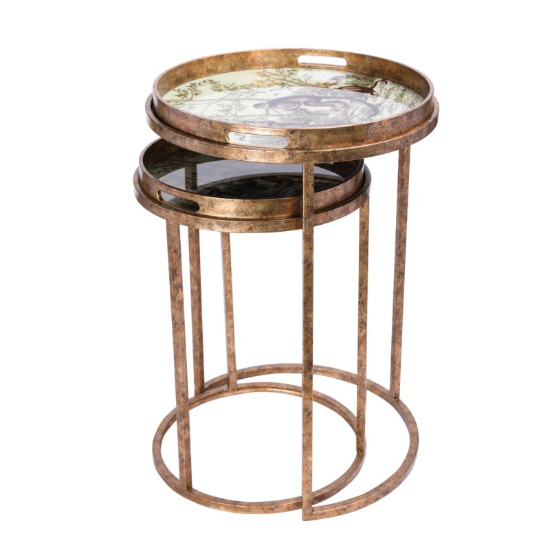 Two round occasional tables in different heights